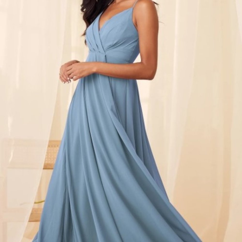 Lulu All About Love Slate Blue Maxi Dress